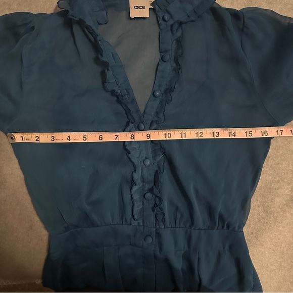 ASOS teal short romper sheer under layer size 4 - Picture 6 of 9